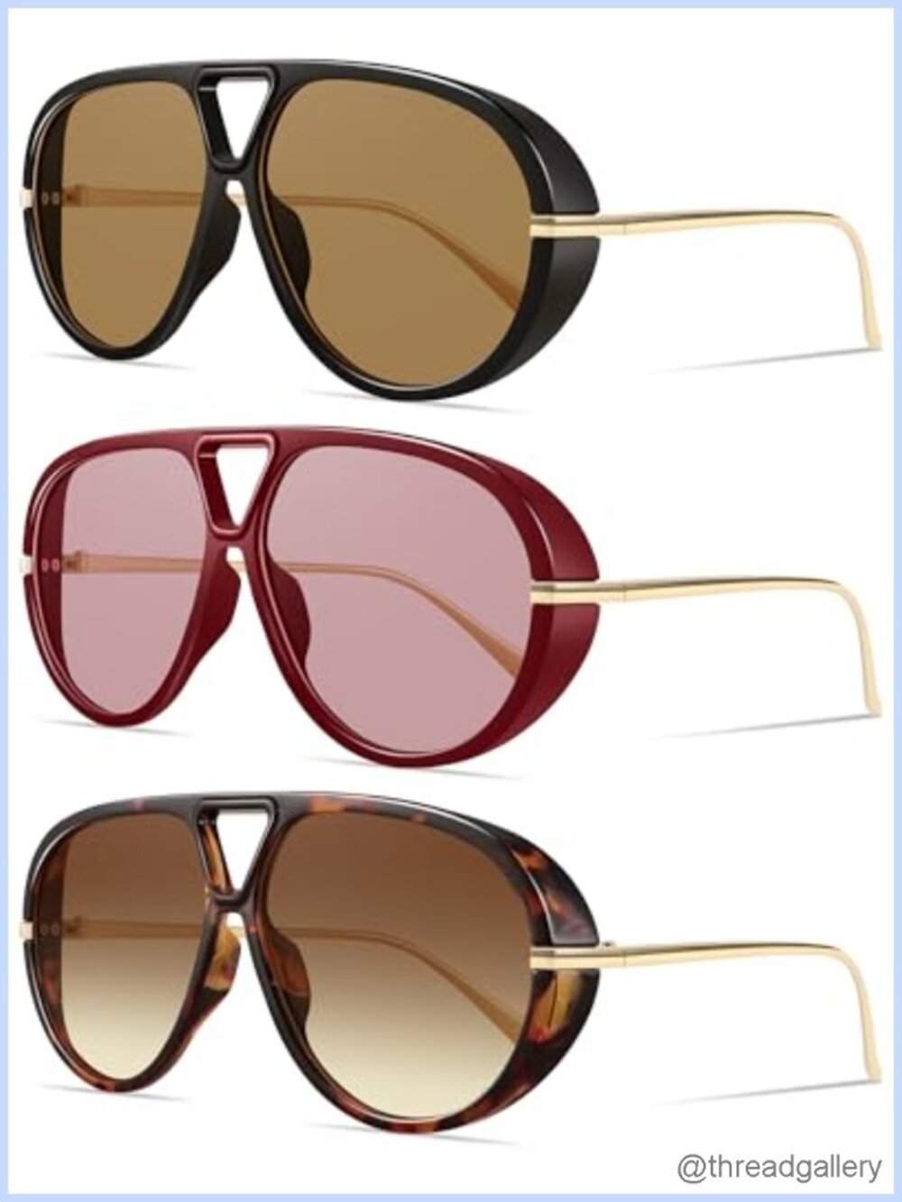 Oversized Retro Aviator Sunglasses UV400 Protection Full Frame Oval